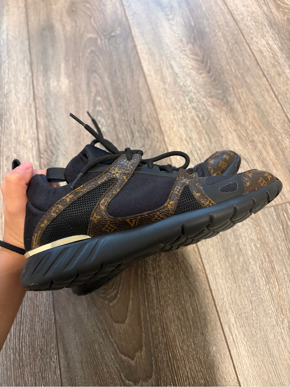 Louis Vuitton Black and Brown Monogram Sneakers
